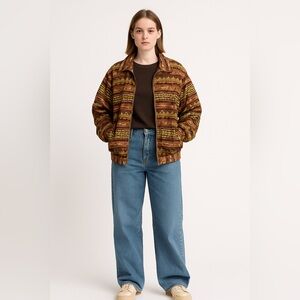 Vintage oversized animal print striped windbreaker jacket 100% Silk